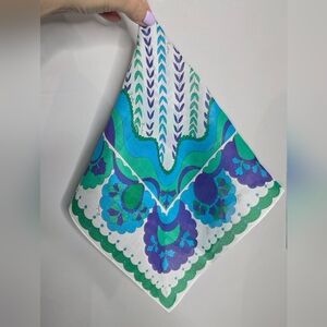 Vibrant Blue and Green Patterned Scarf